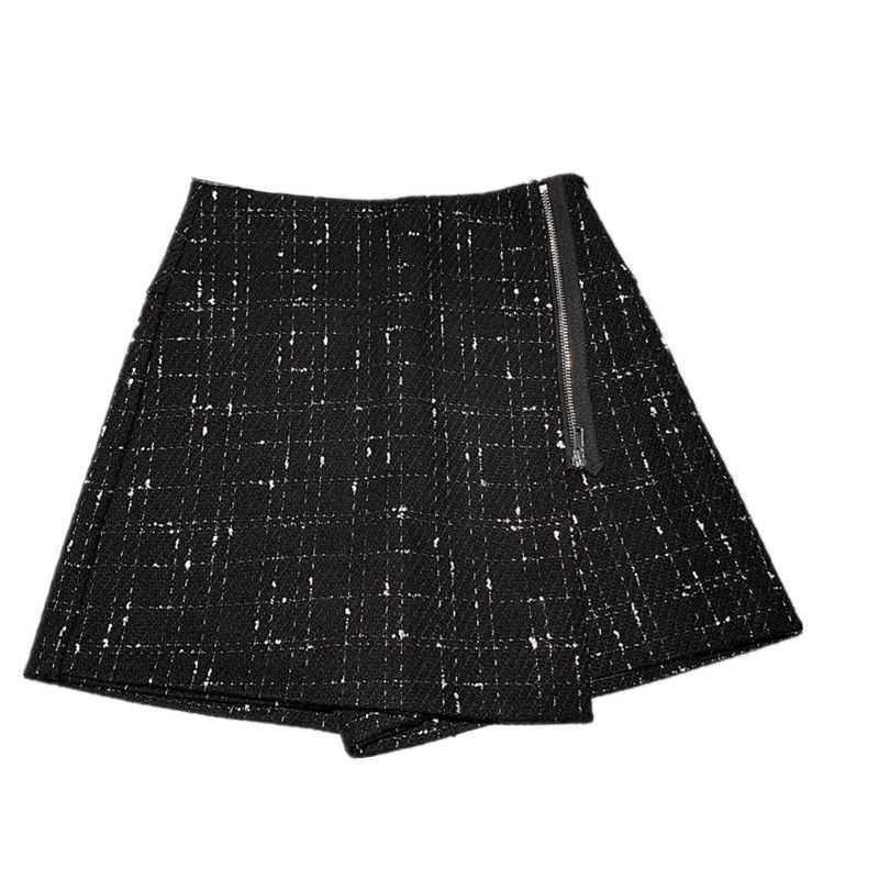 Irregular High Waist A-line Woolen Skirt