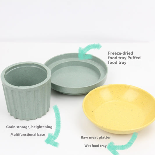 Pet Bowl Bamboo Fiber Three-in-one