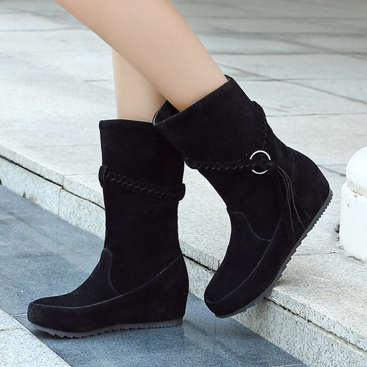 Short Low-heel Martin Boots In Nubuck Leather