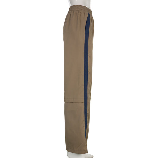 Side Contrast Stripe Splice Relaxed Pants
