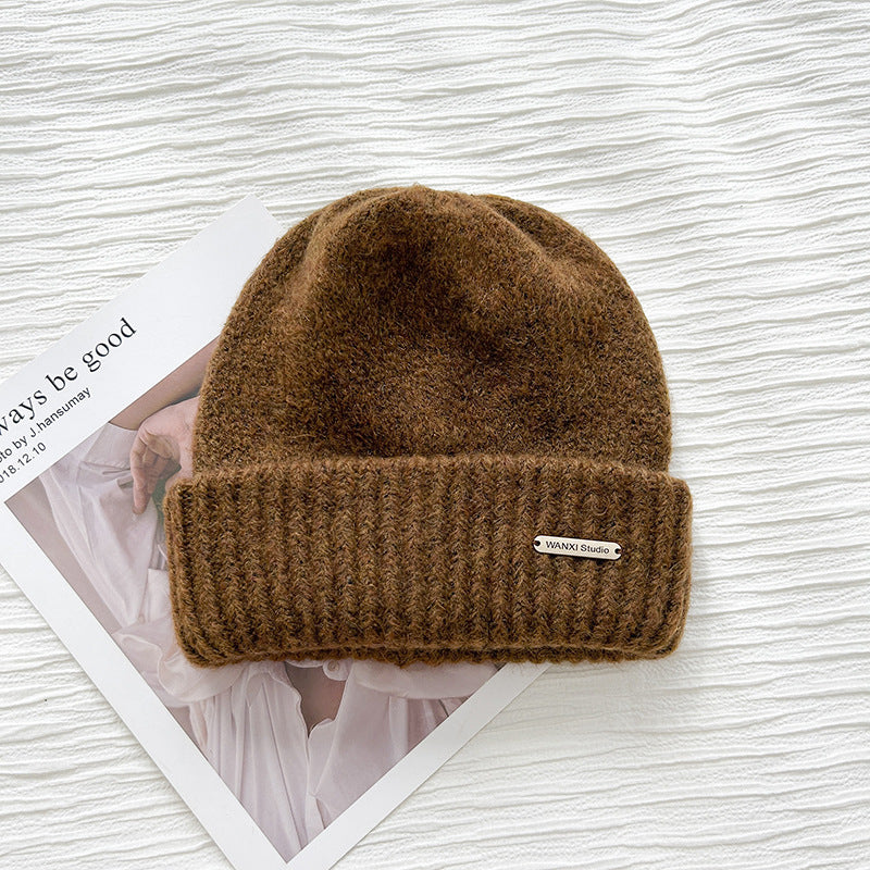 Woolen Cap Thermal Wool Letter Pullover Knitted Hat