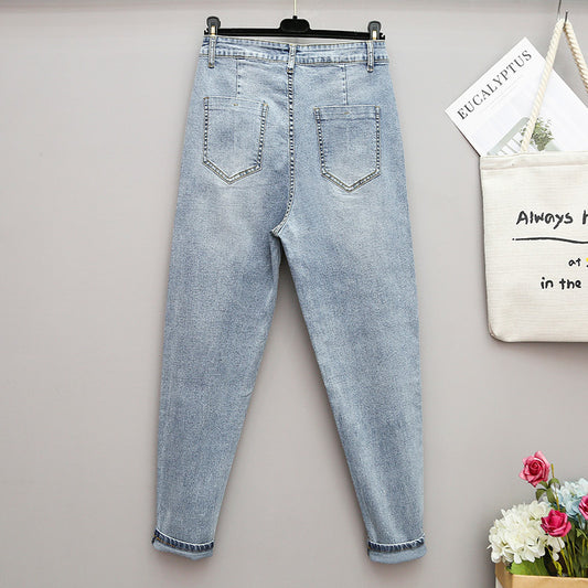 Plus Size Spring And Summer Denim Women's Loose Harem Pants