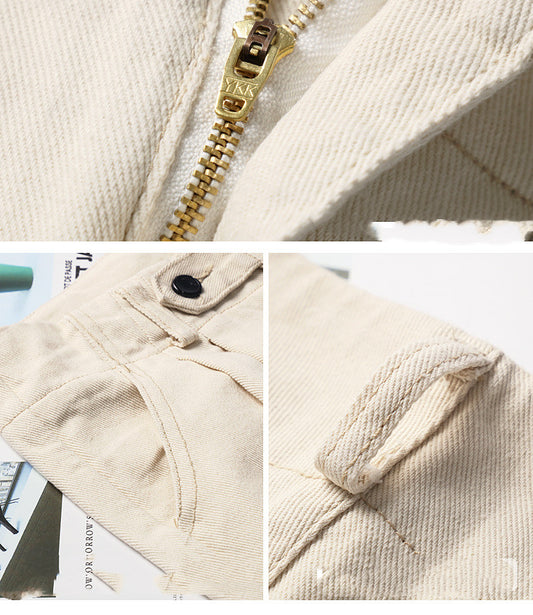White Jeans Loose High Waist Nine Points