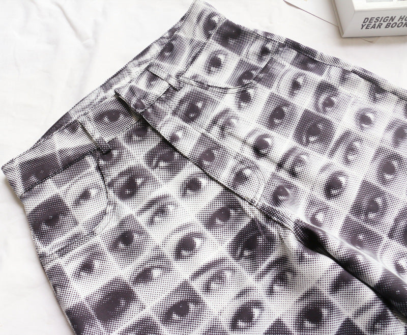 Women's Loose Casual Eye Print High Waist Pants
