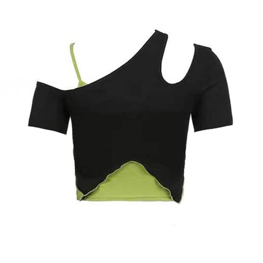 Dame Sweet og Cool Off Shoulder Halter T-shirt med korte ærmer