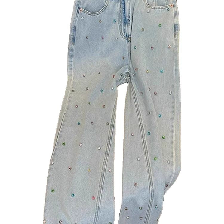 Fashionable Chic Loose Light Color Mop Trousers
