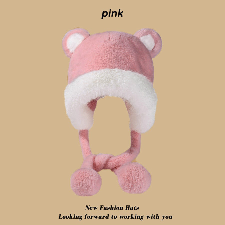 Winter New Cream Sweet Girl Lace Plush Hat