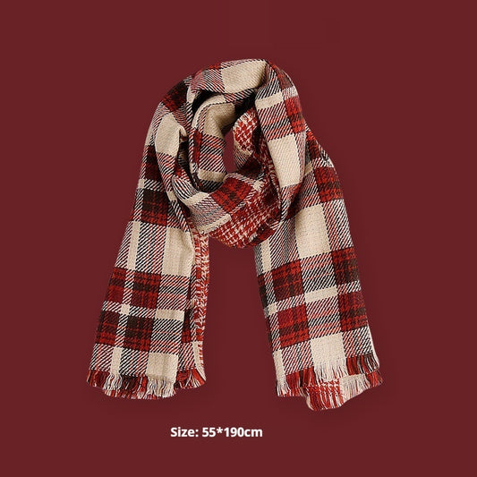 New Year Gift Red Lovers Wild Plaid Warm Wool Scarf