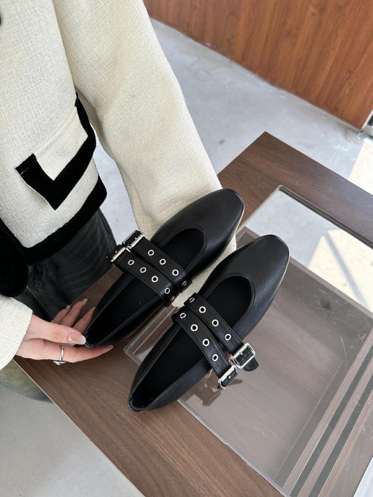 French-style Vintage Flat Height-increasing Womens Shoes