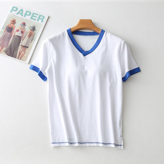 Women's Short Sleeve Top With Chest Pad