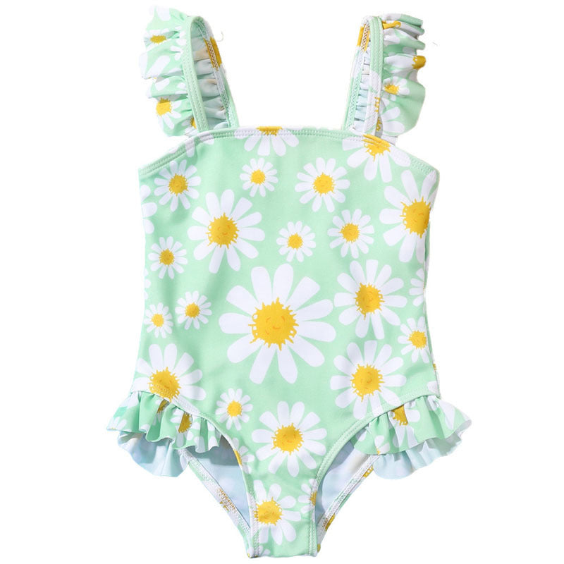 Girl's One-piece Swimming Suit Flower Print Cartoon
