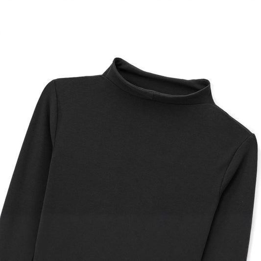 Nye efterårsdametøj mode alsidig simpel rullekrave T-shirt
