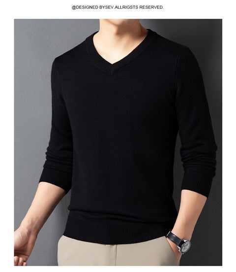 SpringAutumn Sweater V-Neck Top Men's
