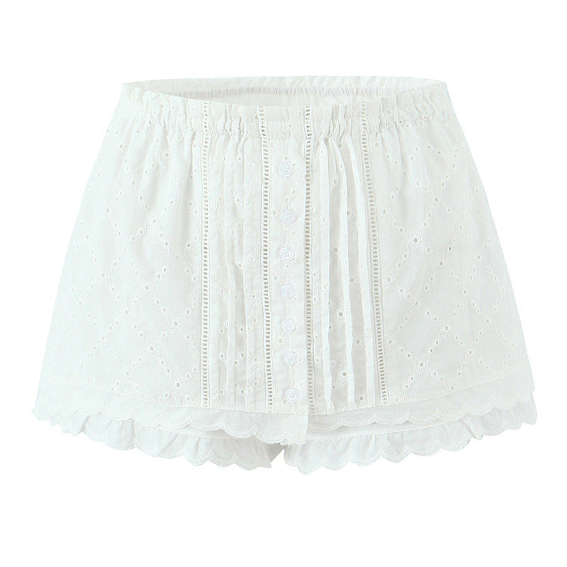 Cotton Embroidered Sleeveless Top Skirt Culottes
