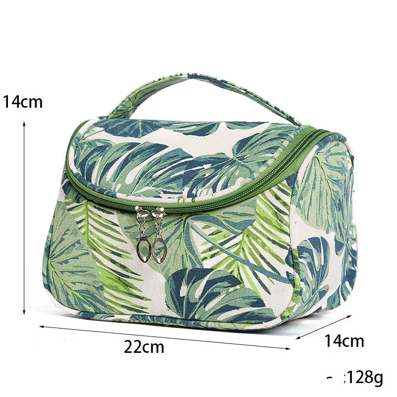 Travel Ladies Canvas Storage Bag With Large Capacity Pure Cotton Creative Printing Cosmetic