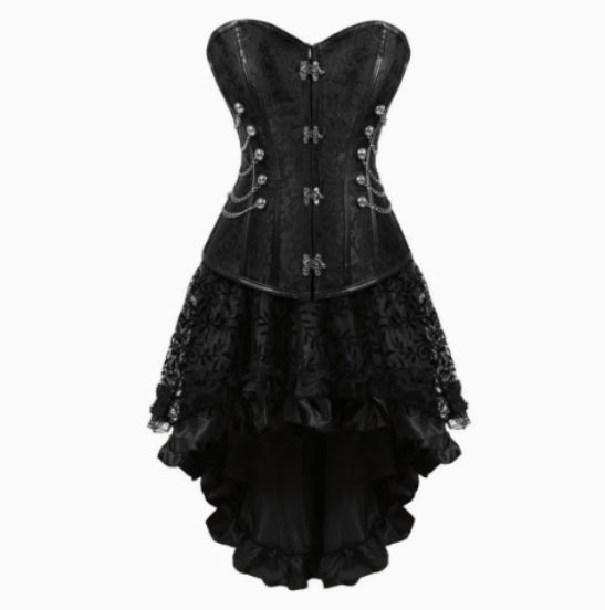 Court Corset Brown Two-Piece Set