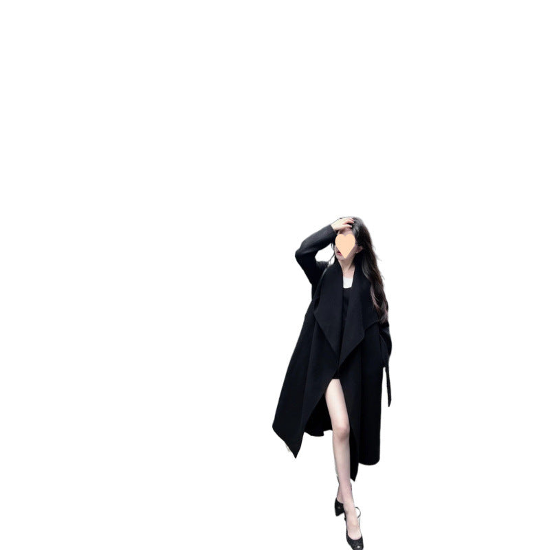 Petite Hepburn-style Chic Thick Wool Coat