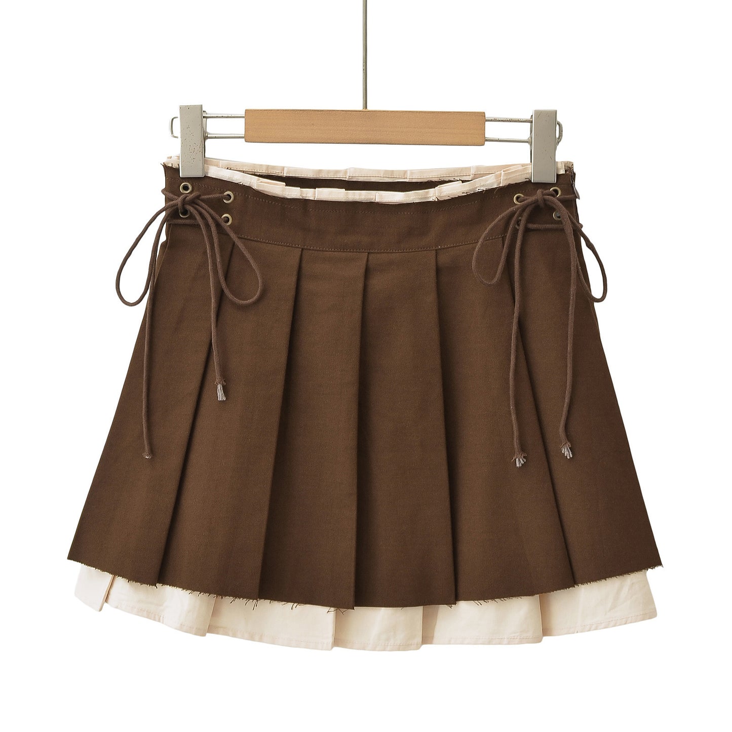 New Women's Pleated Skirt Side Drawstring Contrast Skirt