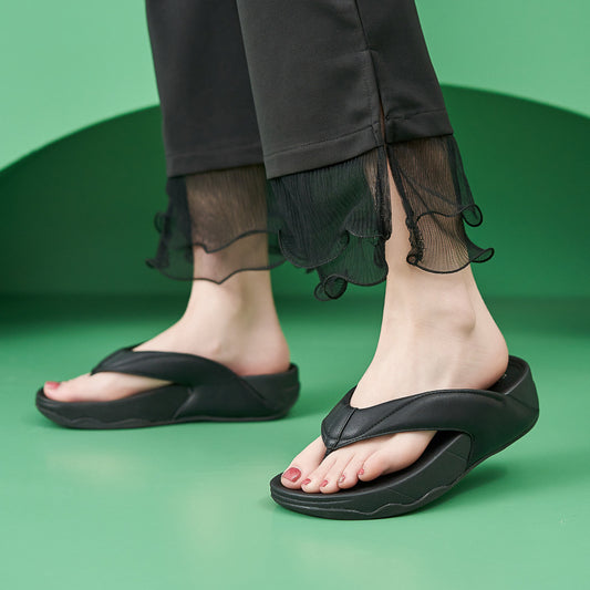 Kvinders lette sportstil behagelige elastiske platformssandaler i store størrelser