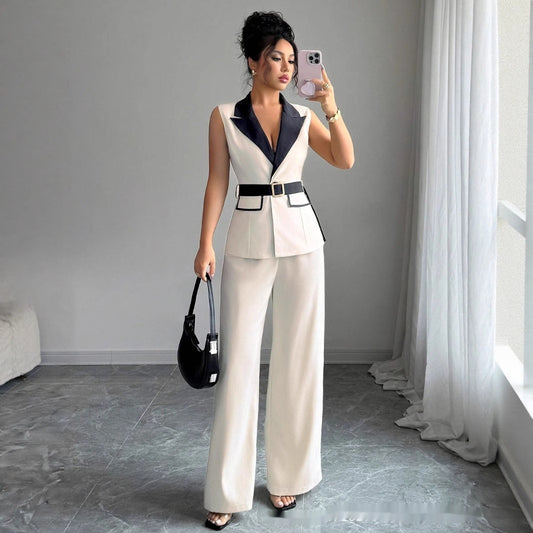 European And American Elegant Style Tube Top Straight-leg Trousers