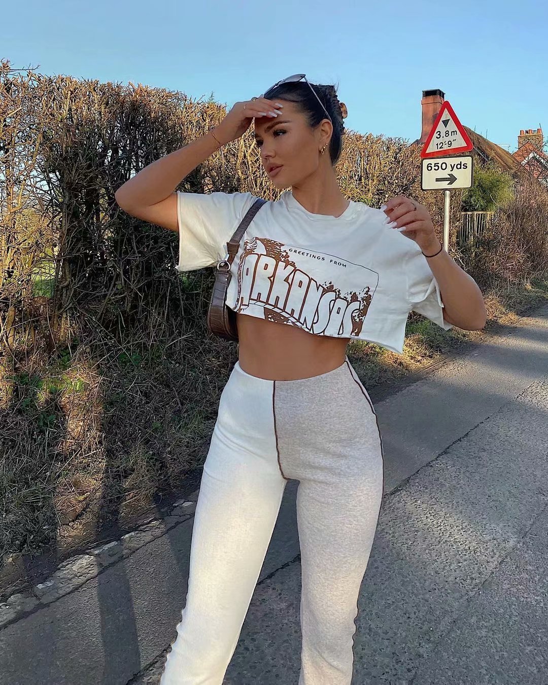 Trendy European And American Style Sexy Color Matching Skinny Flared Pants