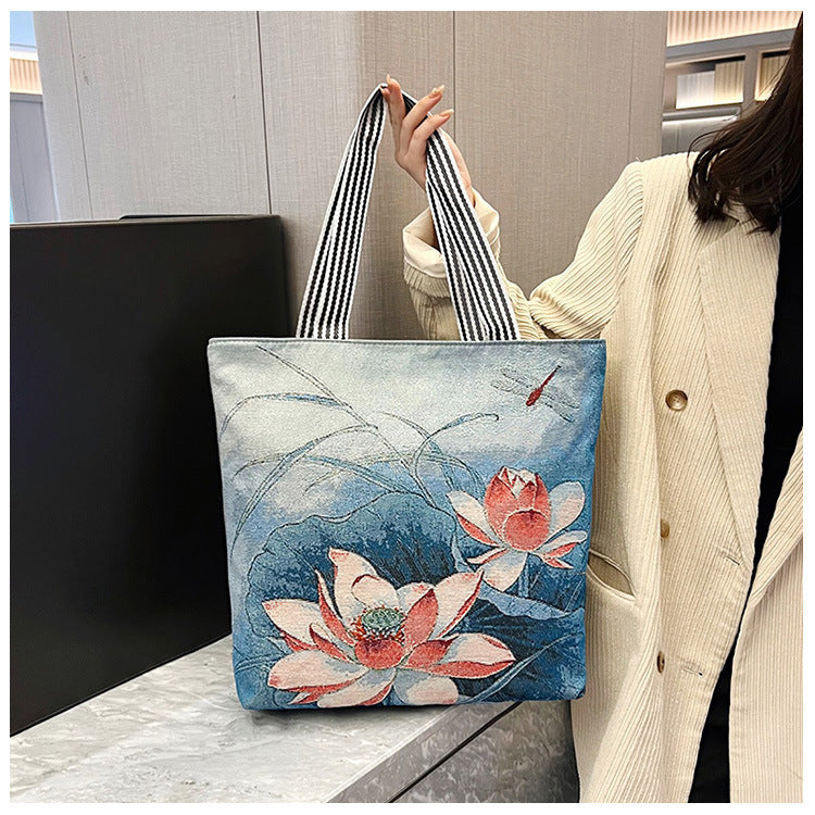 New Gold-thread Single-sided Fabric Bag Stylish