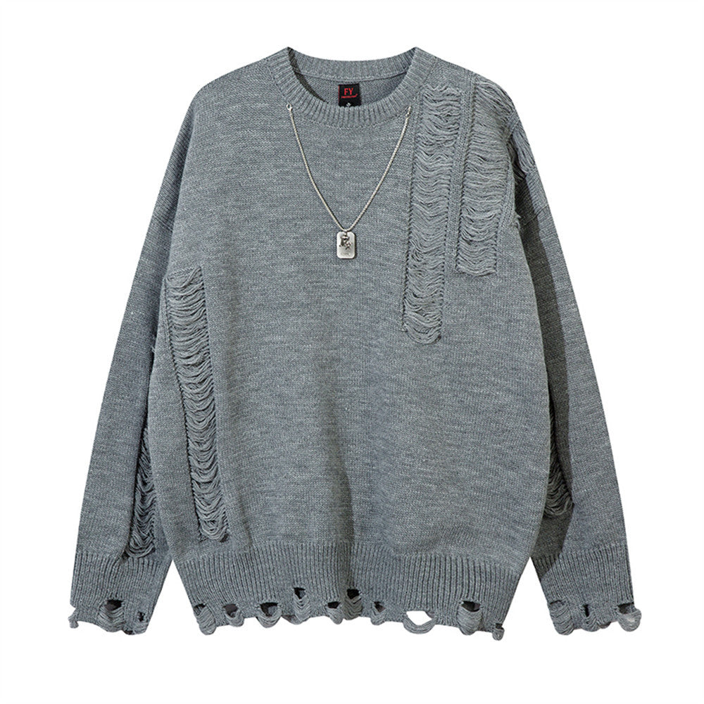 Necklace Sweater Men's Irregular Ripped Crocheted