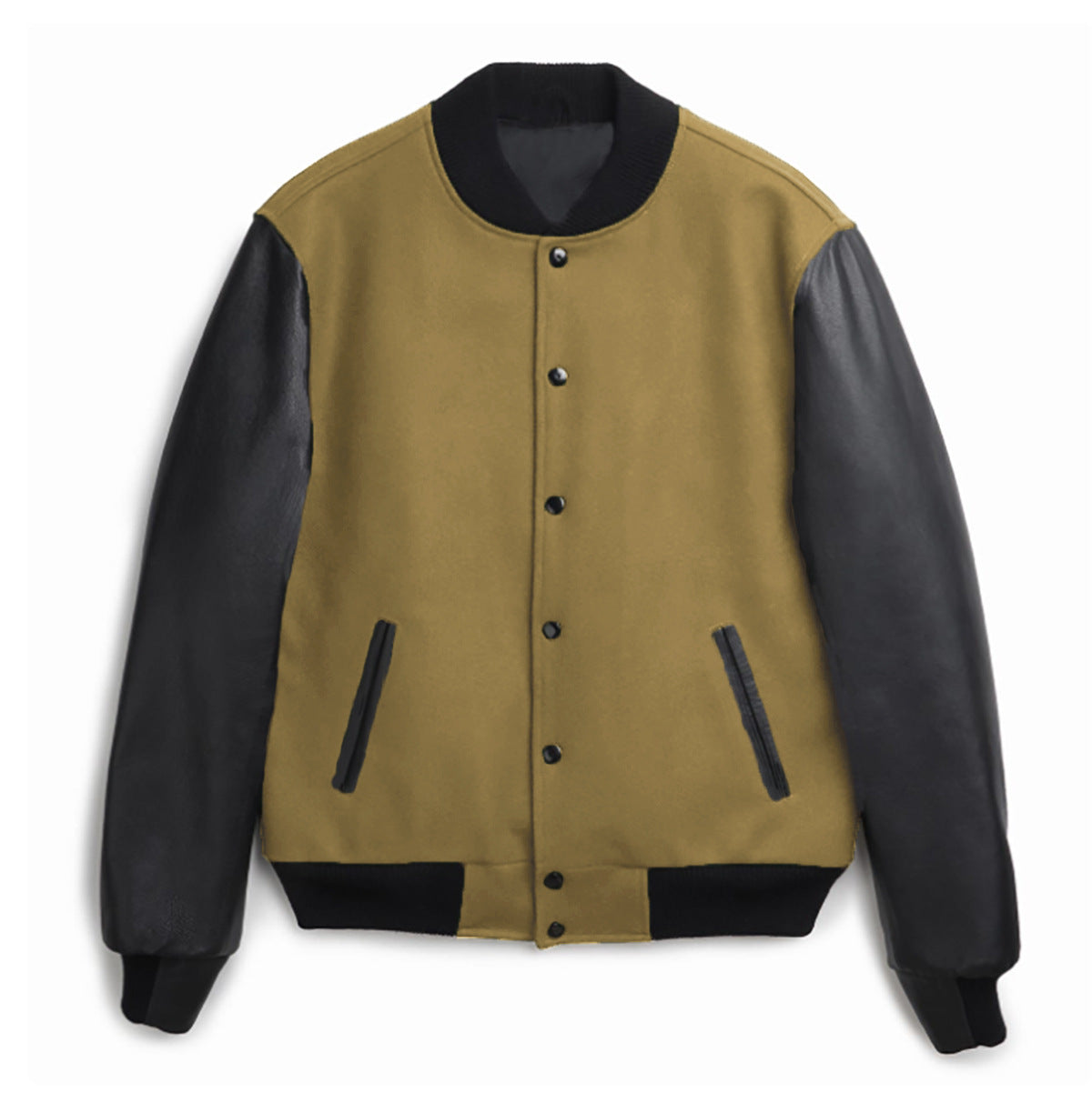 Men's PU Leather Sleeve Spliced Flight Jacket