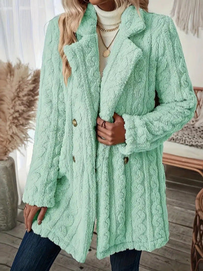 Insulated Suit-collar Double-breasted Mid-length Coat