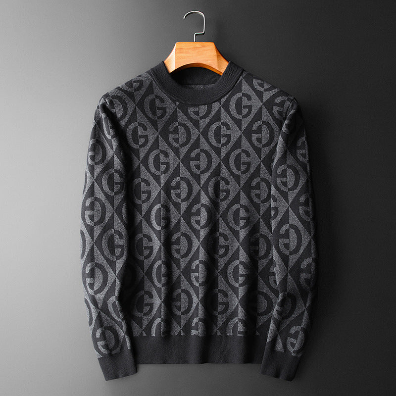 Men's Cardigan Thick Half Turtleneck Sweater Crewneck Slim