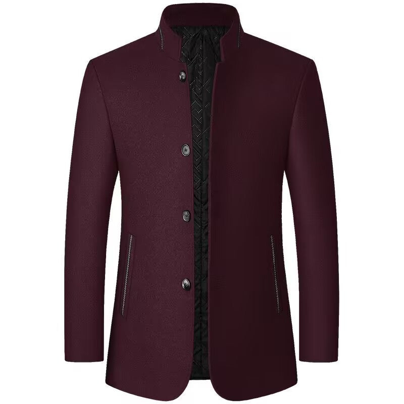 Men's Woolen Jacket Men's Zhongshan Suit Stand Collar