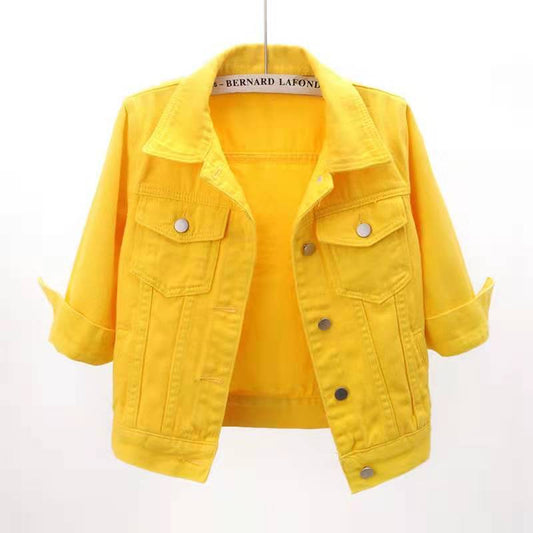 Spring And Summer Korean-style Mid-sleeve Denim Coat