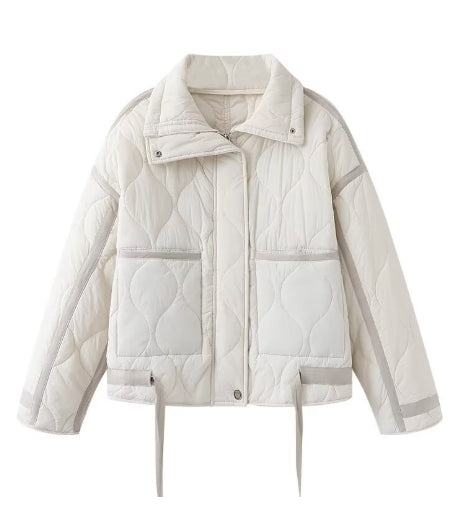 Women's Stand Collar Water Ripple Cotton Jacket Cuff