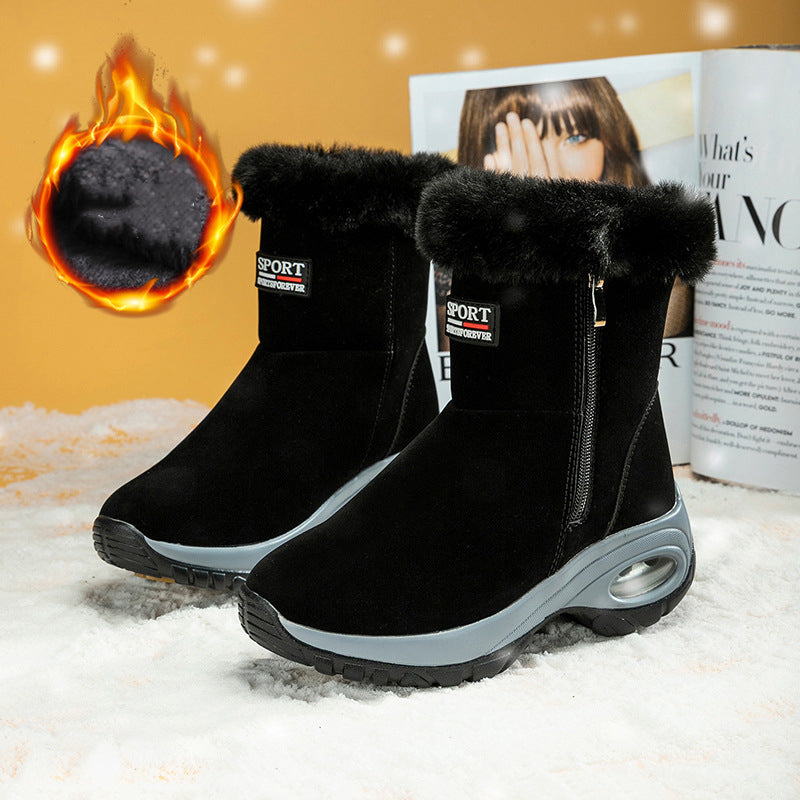 Short Tube Mid Heel Cotton Boots Warm Thick Soled Women's Fashion Boots