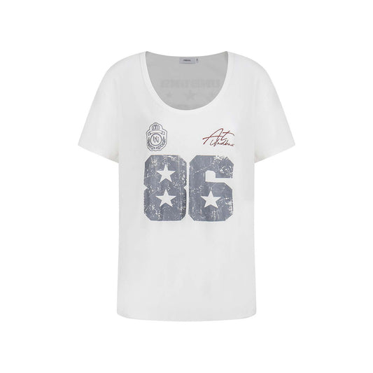 American Hot Girl Printed V-neck Shoulder Short Sleeve
