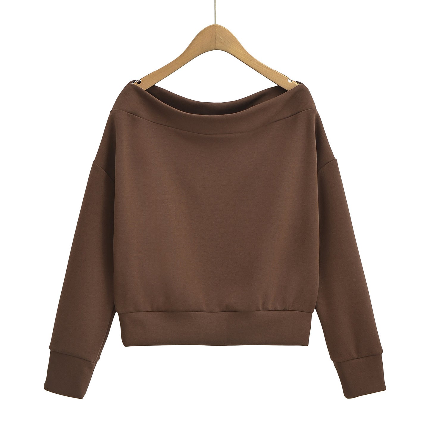 Dame fransk off-shoulder pullover langærmet sweater
