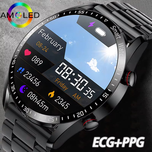 ECG+PPG Bluetooth Talk AMOLED Smart Watch Men'S Health Heart Rate Sports Watch Men'S Waterproof Smart Watch