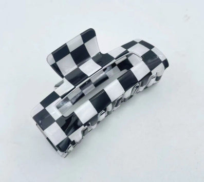 Color Acetate Checkerboard Grab Clip Net Red Temperament