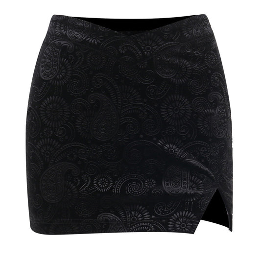 Summer Hot Girl Slim Black Split Skirt
