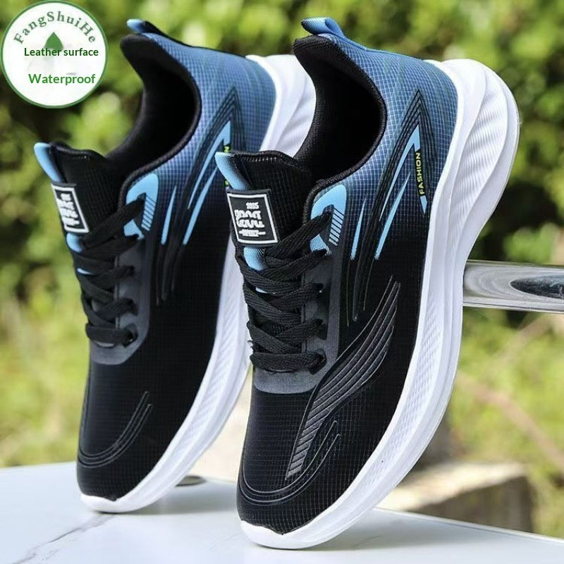 Mens Soft-soled Leather Waterproof Casual Athletic Shoes