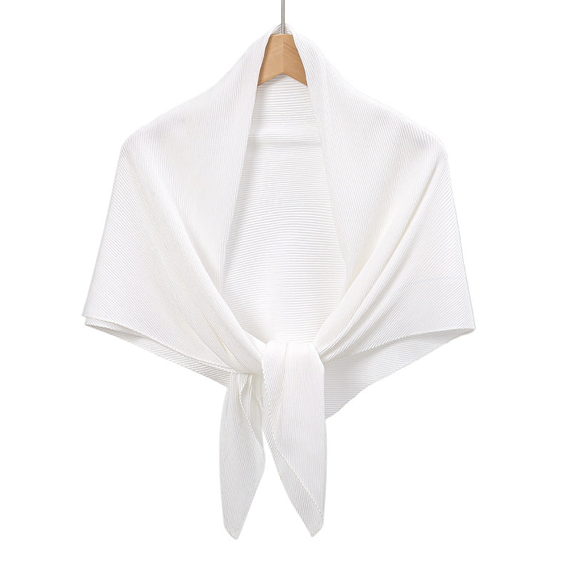 Solid Color Satin Crumpled Large Kerchief Fashion Scarf