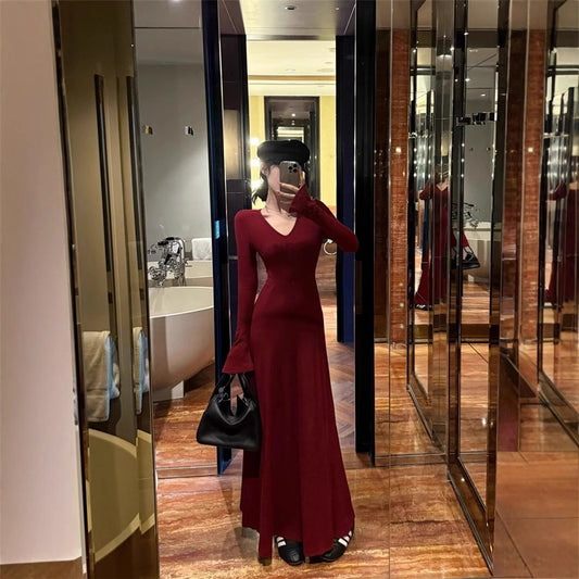 Vneck Longsleeve Knit Dress