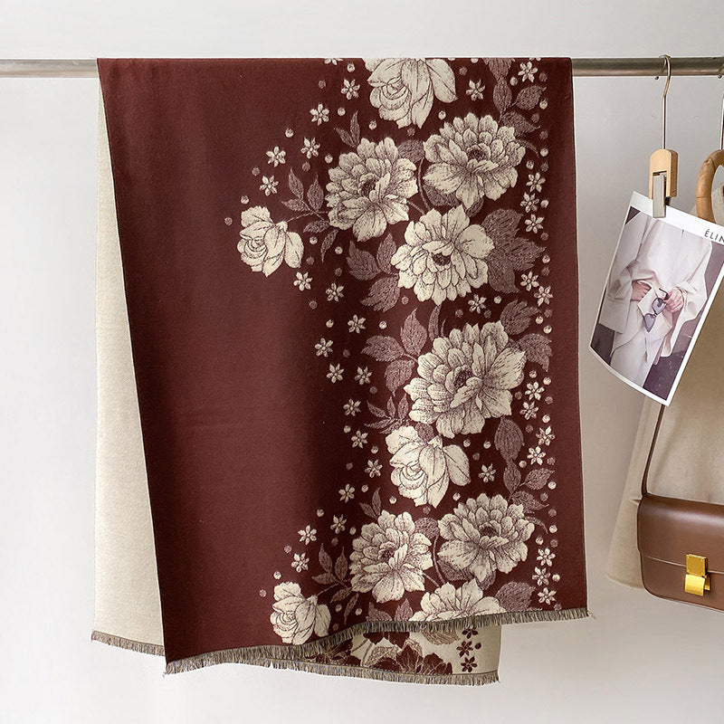 Flower Print National Style Scarf Lady Temperament Simple