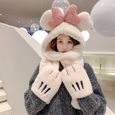Butterfly Plush Multifunctional Hat Scarf Gloves