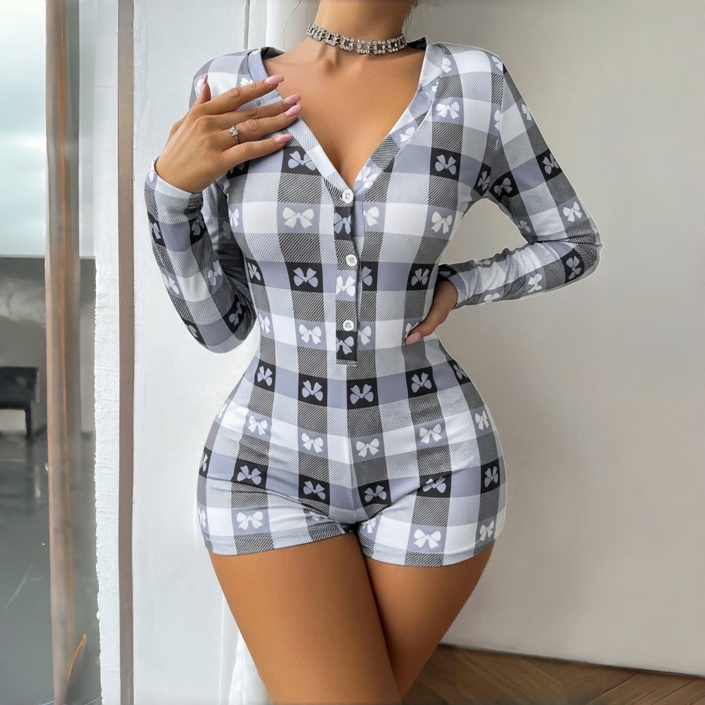 Sexy Casual V-neck Slim-fit Bodysuit