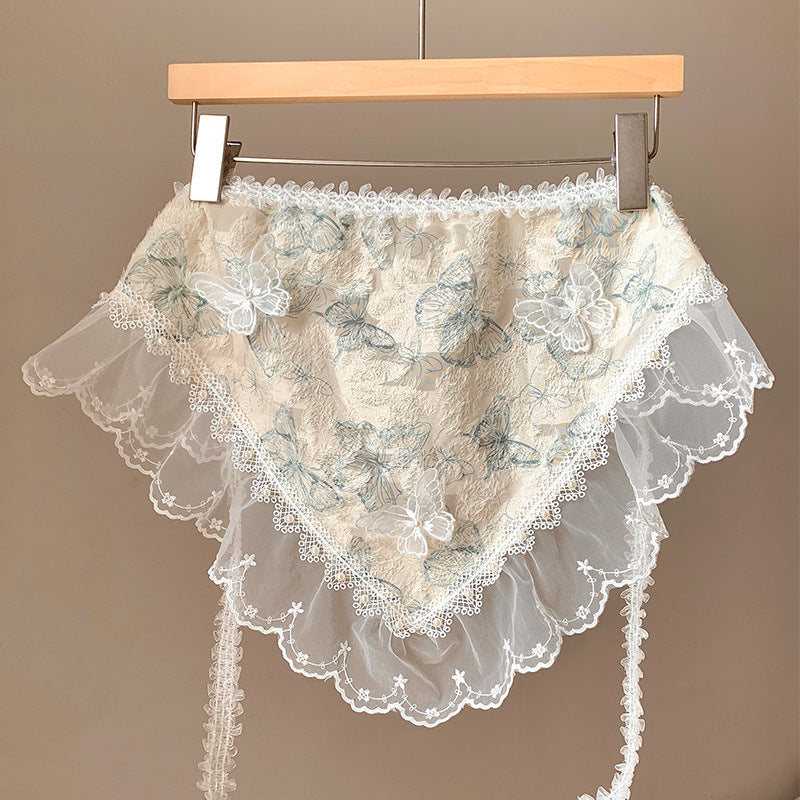 Female French Butterfly Lace Triangle Headscarf