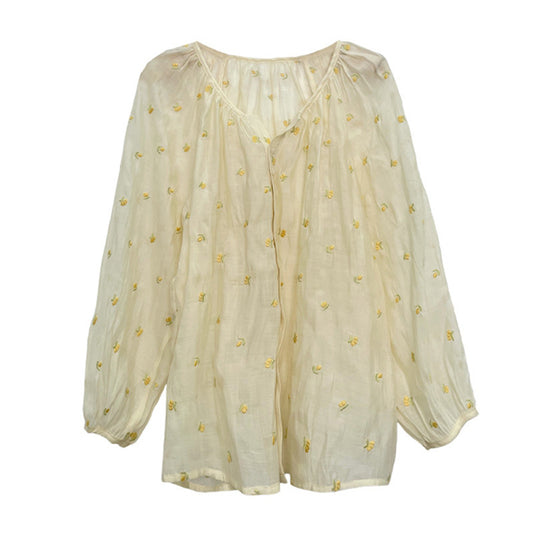 New French Chic Temperament Top Long Sleeved Shirt For Women