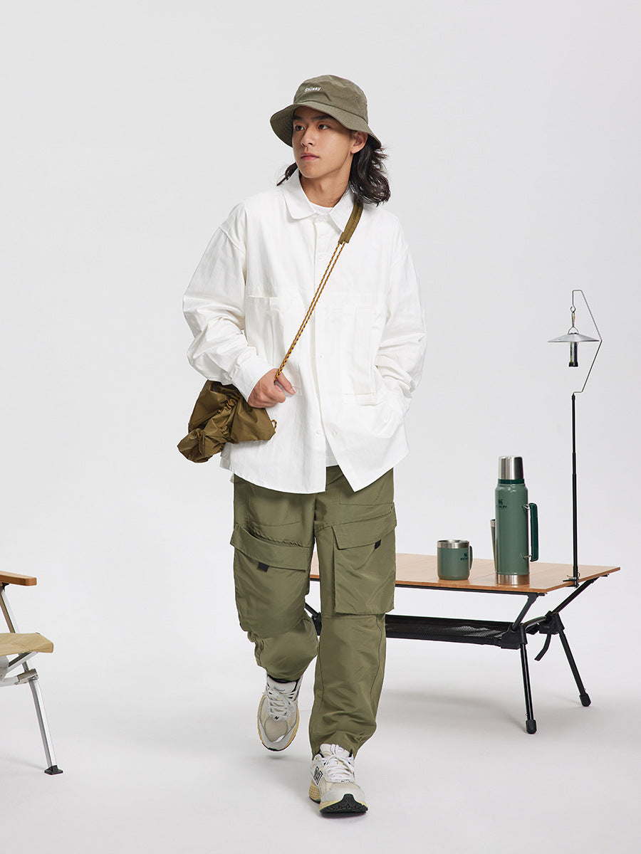 Men's And Women's Fashionable Simple Washed Long-sleeved Shirt Jacket