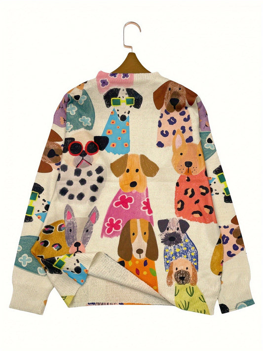 Farvetrykt let og gennemsigtig sweater