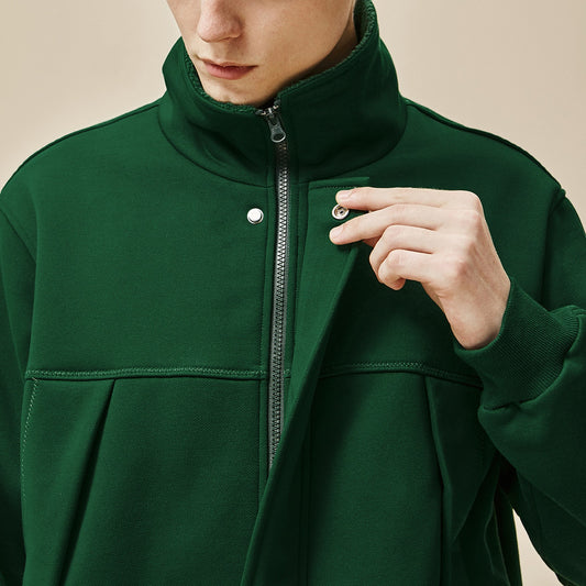 Heavy Weight Polar Fleece High Lapel Hasselblad Solid Color Zipper Coat Jacket